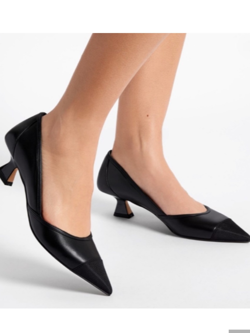 Franco Sarto Darcy black leather kitten heel pumps 7W - Picture 2 of 9